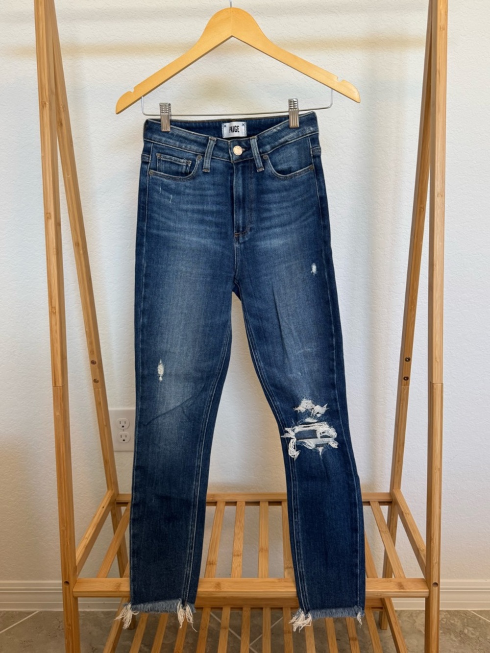 Paige Blue High-Rise Distressed Women's Jeans
